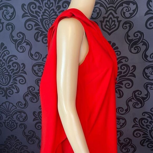 NWT Belle Badgley Mischka Women's Red Weasy Caped Mini Dress Size 0 - Picture 5 of 11